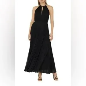 NEW Milly Kora Gown Womens 12 Maxi Black Halter Chic Elegant Luxury Whimsical