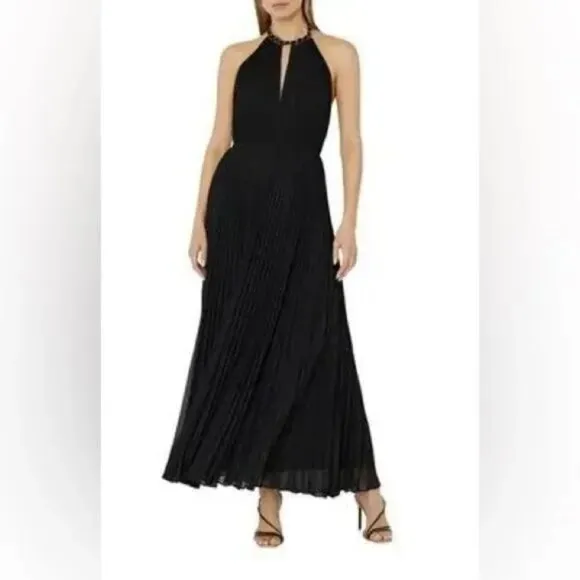 NEW Milly Kora Gown Womens 12 Maxi Black Halter Chic Elegant Luxury Whimsical