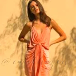 NEW Misa Los Angeles Domino Midi Dress Twisted Knot Blush Coral Luxury Mobwife
