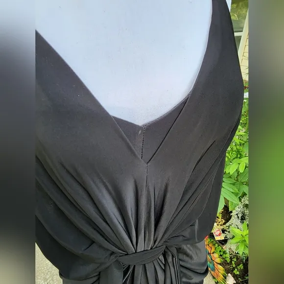 NEW Misa Los Angeles Domino Twist Knot Mini Dress Ruched Luxury Deep V Neckline
