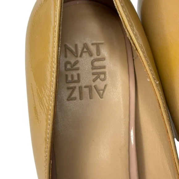 New Naturalizer Teresa Beige Comfort Chunky 3.5” Heel Size 8.5 Patent Leather