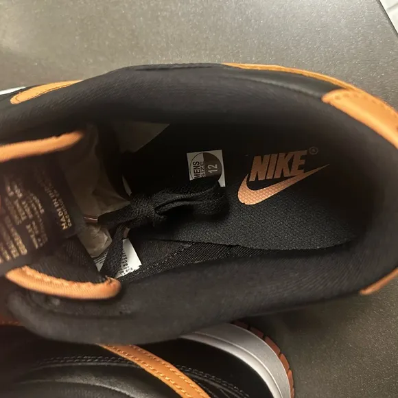 New Nike Dunk Low Retro Men's Black and Tan Sneakers.