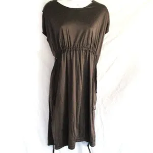 NEW NWT JIL SANDER ITALY Stretch Sleeveless METALLIC Sheath Midi Dress 6