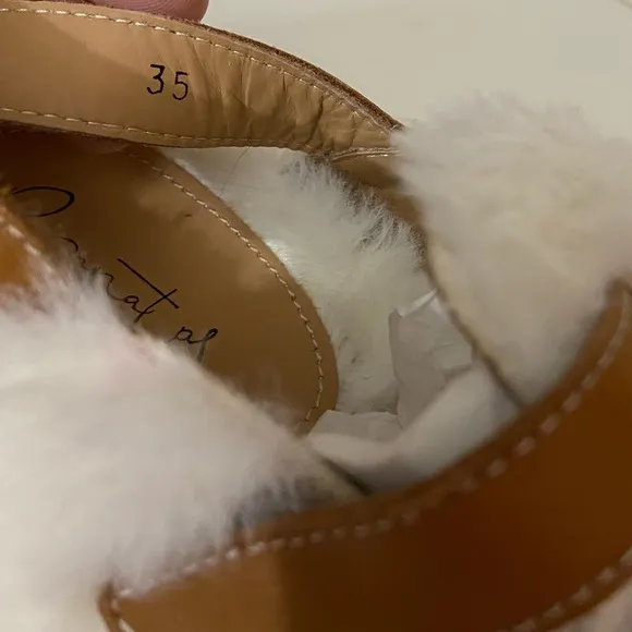 NEW Papanatas groseto white faux fur slip on mules 35