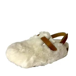 NEW Papanatas groseto white faux fur slip on mules 35
