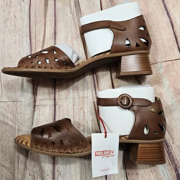 NEW Pikolinos | Melilla Brown Die Cut Leather Sandals