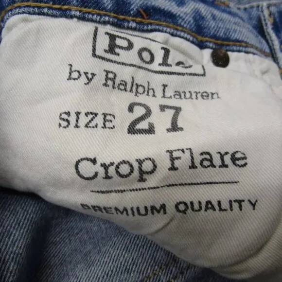 NEW POLO RALPH LAUREN Womens Crop Flare Distressed Jeans Size 27 Dossi Blue