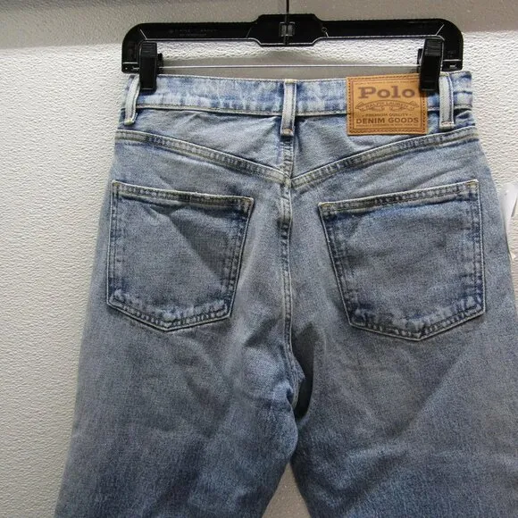 NEW POLO RALPH LAUREN Womens Crop Flare Distressed Jeans Size 27 Dossi Blue