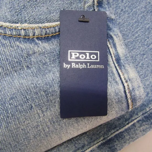 NEW POLO RALPH LAUREN Womens Crop Flare Distressed Jeans Size 27 Dossi Blue