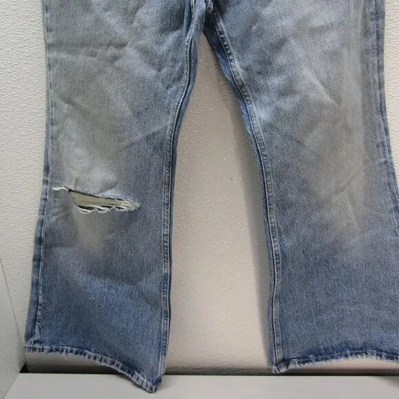 NEW POLO RALPH LAUREN Womens Crop Flare Distressed Jeans Size 27 Dossi Blue