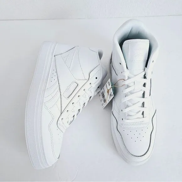 New! Reebok Court Advance Bold Women's High Top White Sneakers Shoes