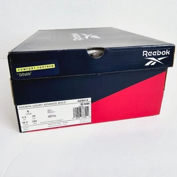 New! Reebok Court Advance Bold Women's High Top White Sneakers Shoes