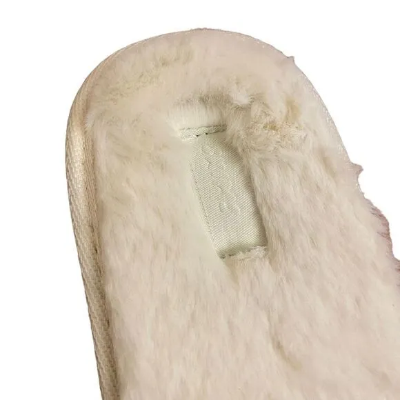 NEW SKIMS The Slide Faux Fur Slipper in Bone Size 35 = US 4-4.5