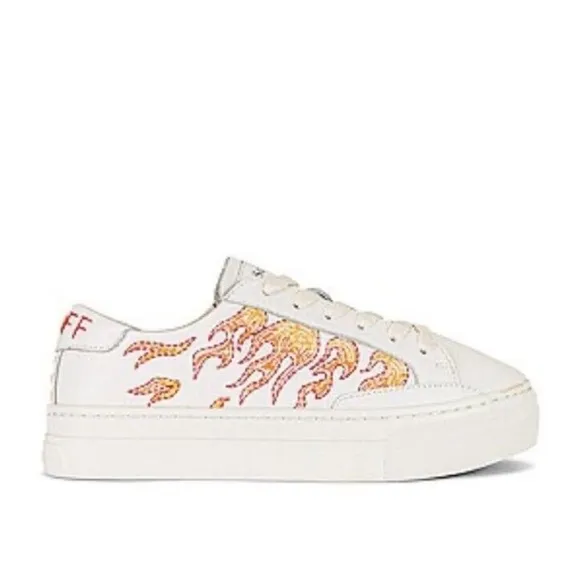 New Soludos Hot Stuff Ibiza Platform Flame White Sneakers Design Size 8