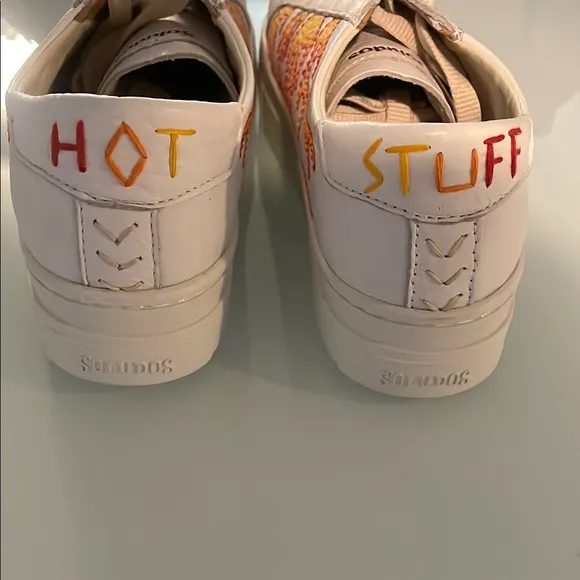New Soludos Hot Stuff Ibiza Platform Flame White Sneakers Design Size 8