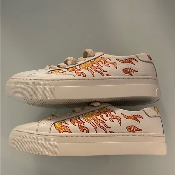 New Soludos Hot Stuff Ibiza Platform Flame White Sneakers Design Size 8