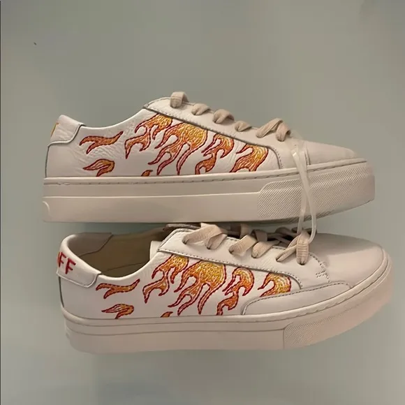 New Soludos Hot Stuff Ibiza Platform Flame White Sneakers Design Size 8