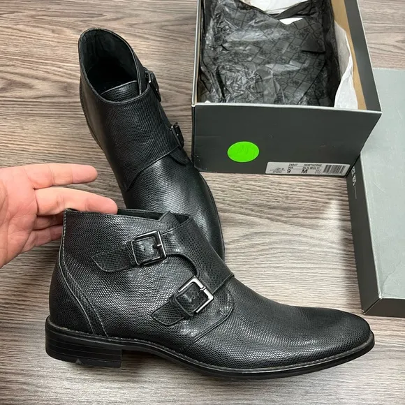 NEW Stacy Adams Black Double Monk Strap Ankle Boots 9 M