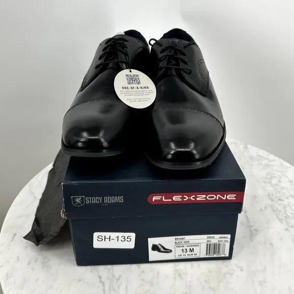 NEW Stacy Adams Bryant Cap Toe Oxford Dressy Work Black Leather Shoes Men's 13