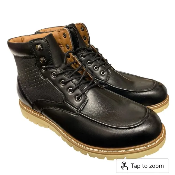NEW Steve Madden Black Ankle Boots Moc-Toe Style