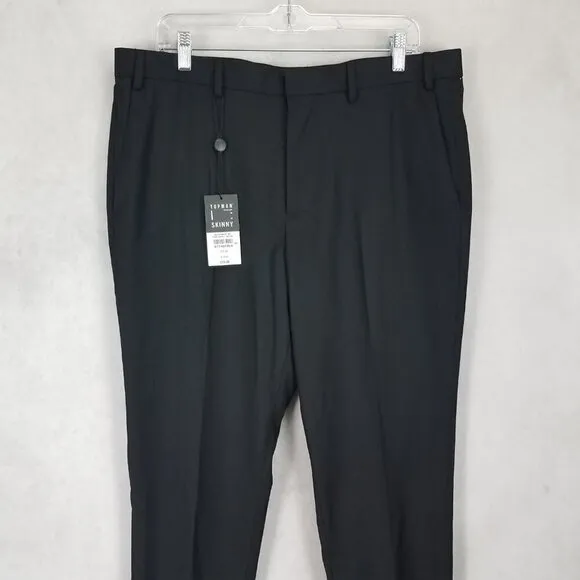 NEW Topman Nordstrom Men's 34L Skinny Fit Dress Pants Trousers Black NWT $75