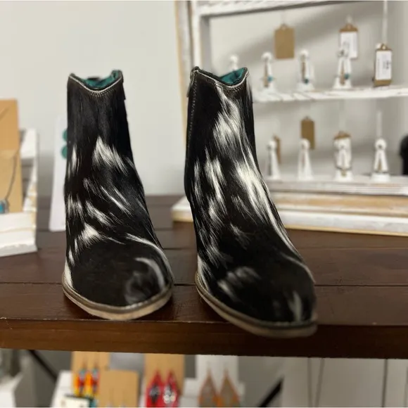 NEW Turquoise Tooled Leather Genuine Hide-on Women Bootie Boot Boho Western