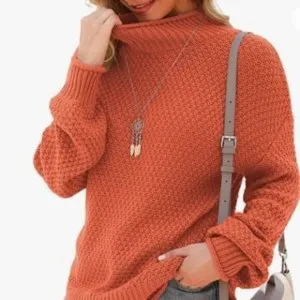 New Turtleneck Oversized Long Sleeve Chunky Knit Pullover