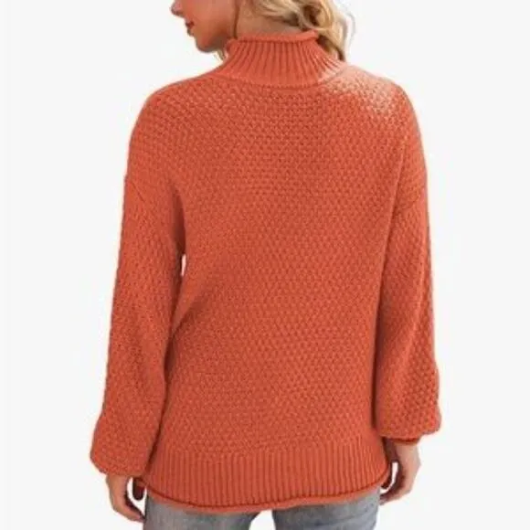 New Turtleneck Oversized Long Sleeve Chunky Knit Pullover