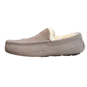*NEW* UGG Ascot Grey Suede Fur Slippers Men's Size 10 Shearling Lined Luxury