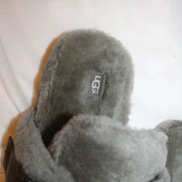 NEW UGG MEN'S FUR SLIP ON SLIPPERS GRAY 14‎