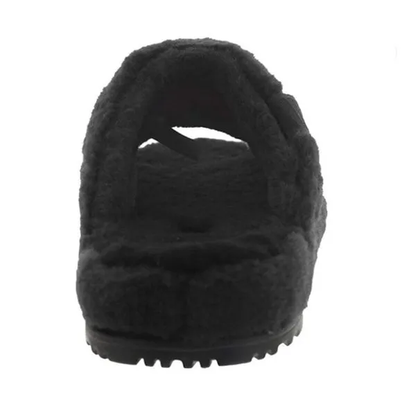 NEW UGG Mens Size 9, Women's 11 Fluff You Open Toe Slippers, Black