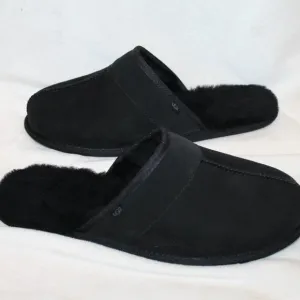 NEW UGG MEN'S SUEDE LEISURE SCUFF SLIP‎ ON SLIPPERS BLACK