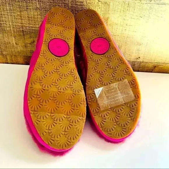 New Ugg Puff Yeah Slingback Fuchsia Satin Puffer Slippers