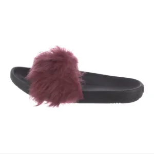 New Ugg Royale Burgundy Garnet Toscana Fur Slide Slippers Size 8 RARE