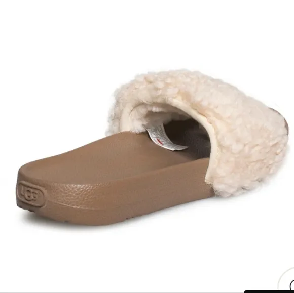 New Ugg Royale Natural Toscana Fur Curly Shearling Slide Slippers Size 7 RARE