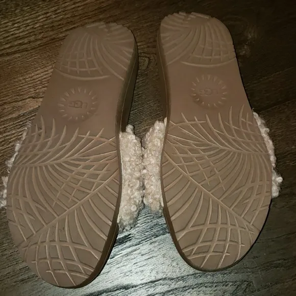 New Ugg Royale Natural Toscana Fur Curly Shearling Slide Slippers Size 7 RARE