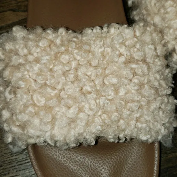 New Ugg Royale Natural Toscana Fur Curly Shearling Slide Slippers Size 7 RARE