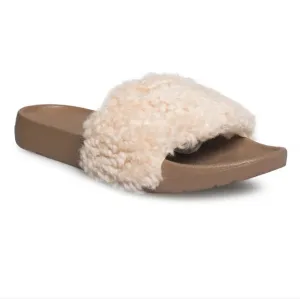 New Ugg Royale Natural Toscana Fur Curly Shearling Slide Slippers Size 7 RARE