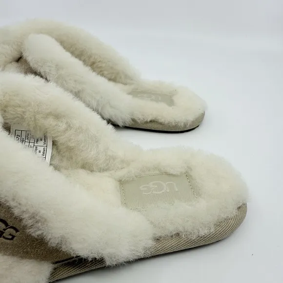 NEW Ugg Scuffita Slippers Women 6 Sheepskin Cross-Straps Slide Femme