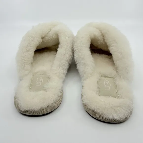 NEW Ugg Scuffita Slippers Women 6 Sheepskin Cross-Straps Slide Femme