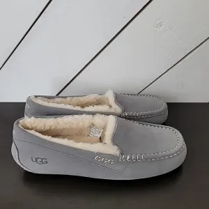 NEW Ugg Suede Fur slippers women 12 Ansley Slipper, Light Grey