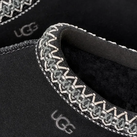 NEW UGG Tasman Leather Slip On Slippers with Knitted Collar