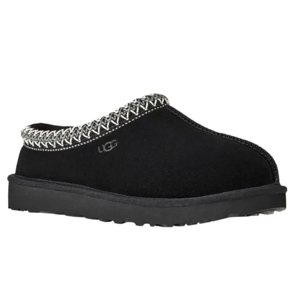 NEW UGG Tasman Leather Slip On Slippers with Knitted Collar