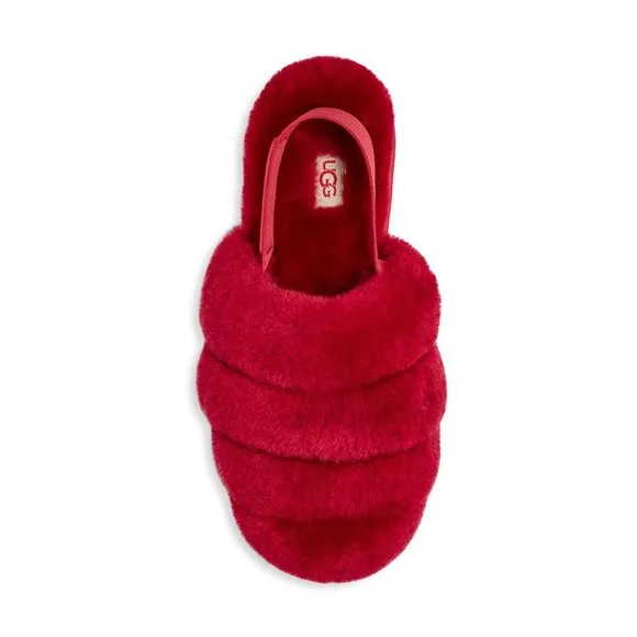 NEW UGG Womens US Size 7, 9, 10 Super Fluff Sheepskin Slippers, RIbbon Red