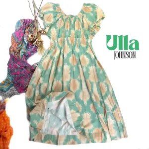 New Ulla Johnson Gorgeous. Green and Cream Luxury Brand Dress w/ Pockets…