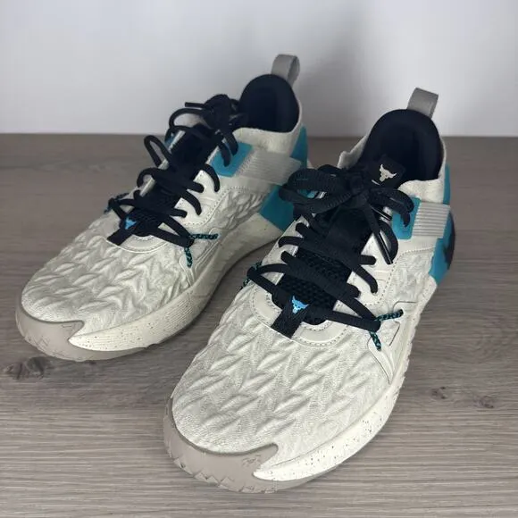 New Under Armour Project Rock 6 Training Shoes Men's Size 7.5 Tan Teal 3026534