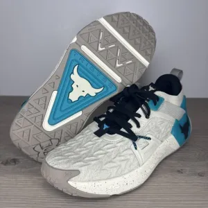 New Under Armour Project Rock 6 Training Shoes Men's Size 7.5 Tan Teal 3026534