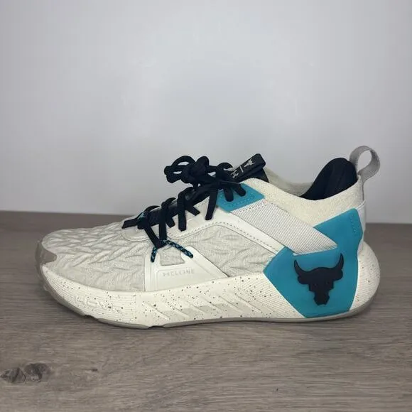 New Under Armour Project Rock 6 Training Shoes Men's Size 7.5 Tan Teal 3026534