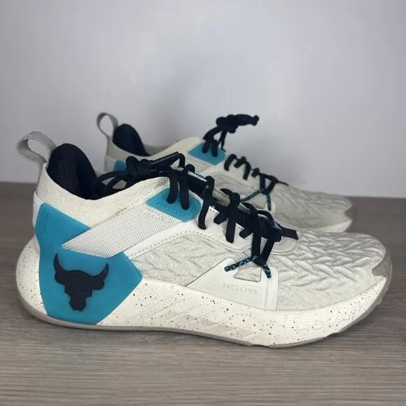 New Under Armour Project Rock 6 Training Shoes Men's Size 7.5 Tan Teal 3026534