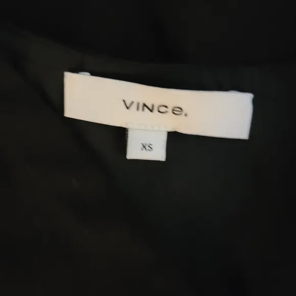 NEW VINCE Black Casual  V-Neck Fit and Flare Midi Dress Size X-Small Minimalist